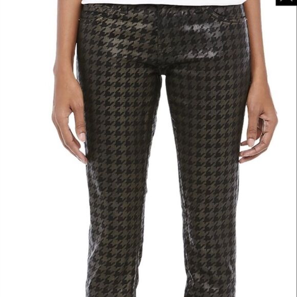 Current/Elliot Ankle Skinny Houndstooth Jeans coated in gold & black foil 26 - Picture 1 of 7